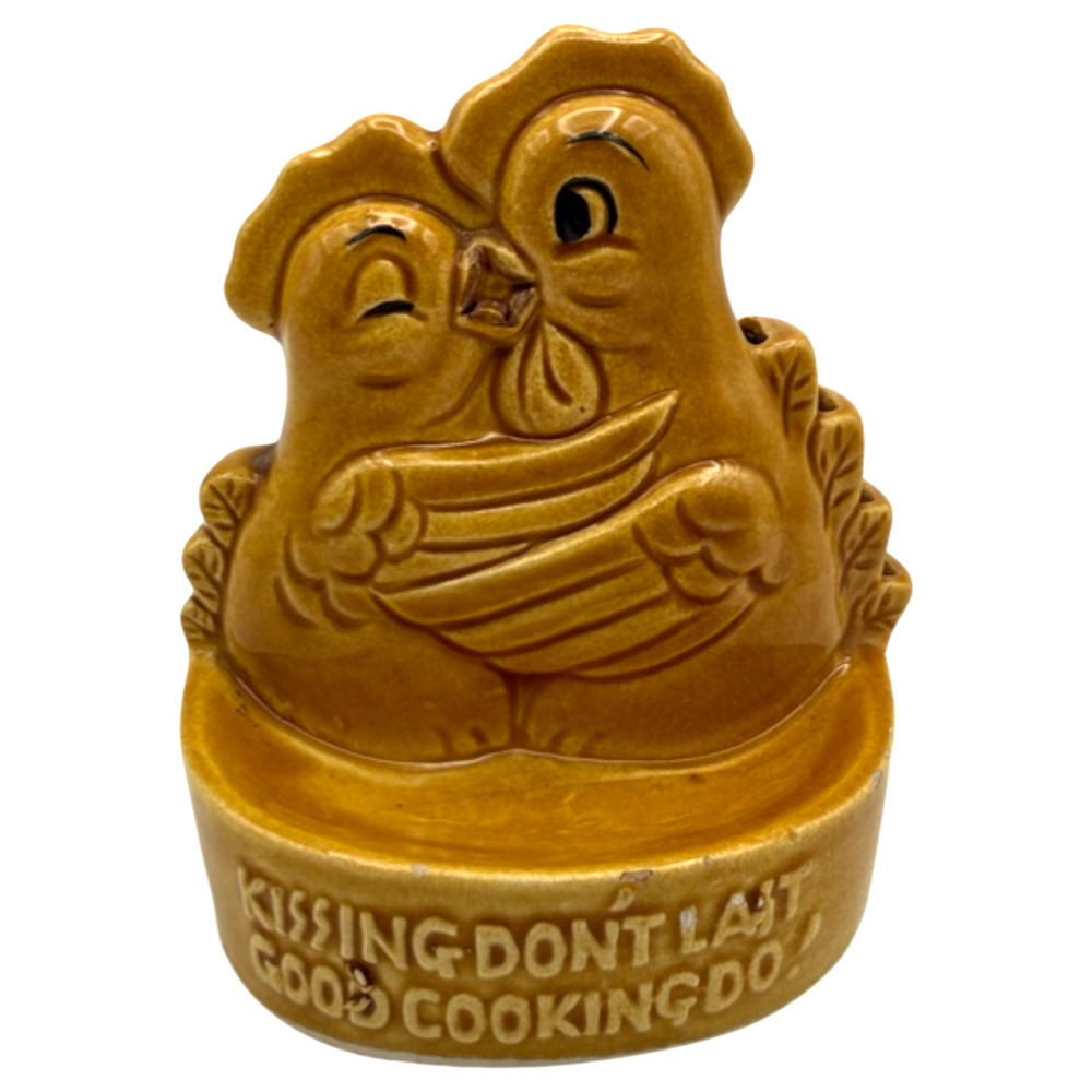 Vintage Chicken Measuring Spoon Holder Kissing Don't Last Good Cooking Do Japan
